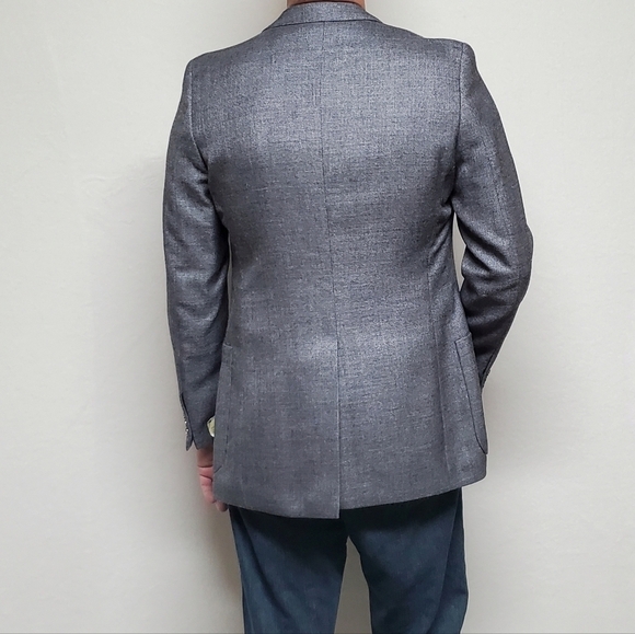 VINTAGE 70s Grey Tweed Wool Single Breasted Notched Lapel Fitted Blazer Jacket - Picture 3 of 15